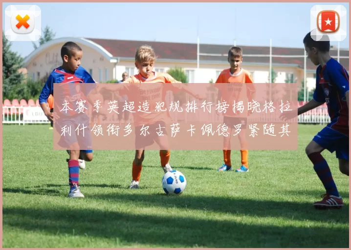 本赛季英超造犯规排行榜揭晓格拉利什领衔多尔古萨卡佩德罗紧随其后